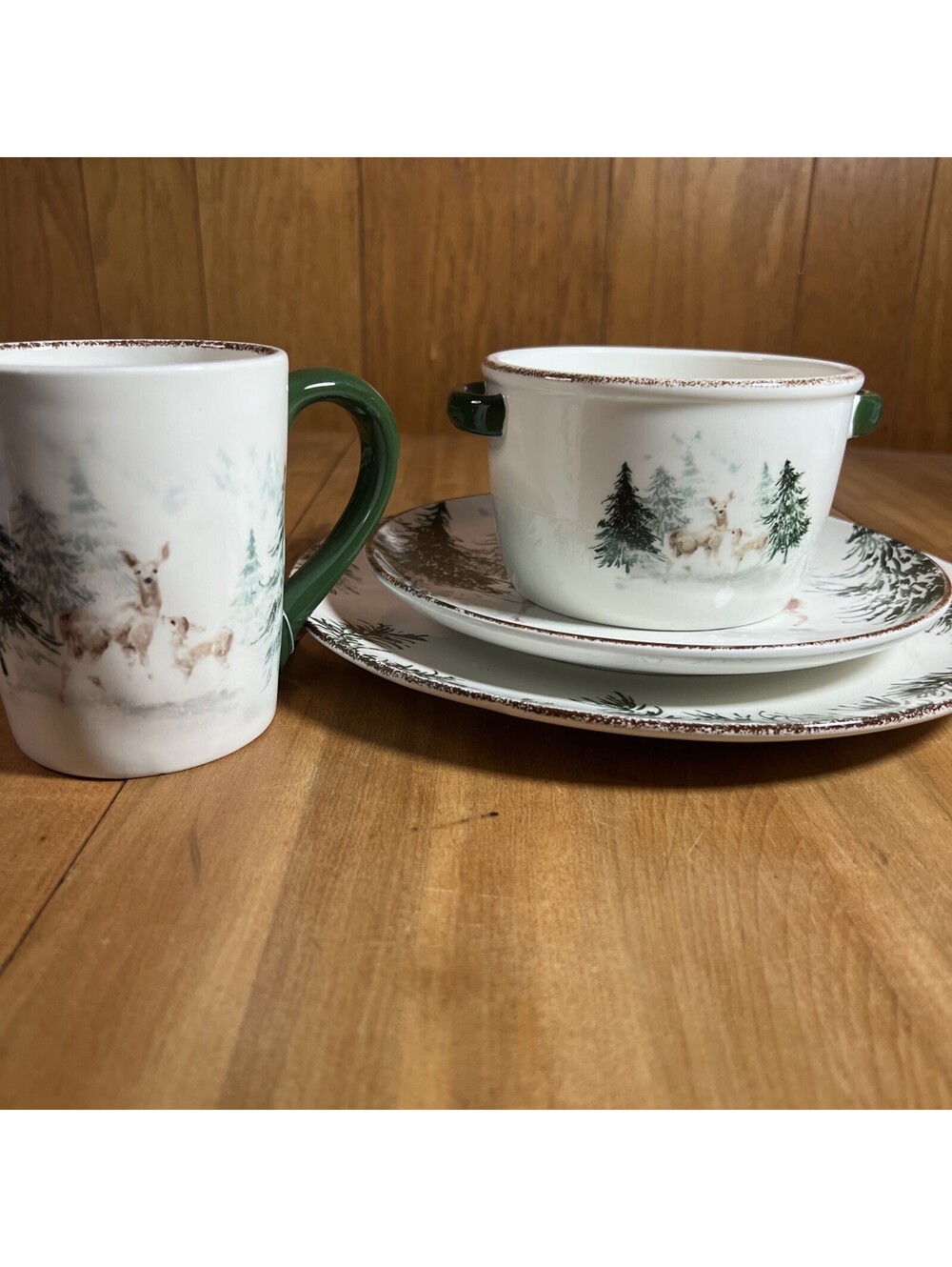 Robert Stanley Aspen Cove Deer & Doe 4pc Dish Set, New - Picture 2 of 9